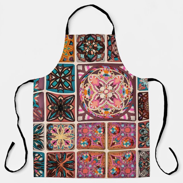 Tablier Motif sans couture avec mandalas décoratives. Vint (Recto)