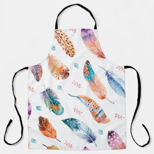 Tablier Motif sans couture avec plumes dessinées à la main