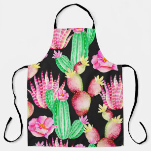 Tablier Motif sans couture avec succulents. Aquarelle cact