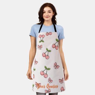 Tablier Motif sans couture de cerises roses et de rubans m