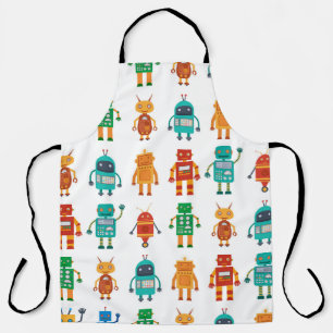 Tablier Motif sans couture de robots rétro colorés dans un