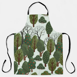 Tablier Motif sans couture, forêt verte avec différents ar