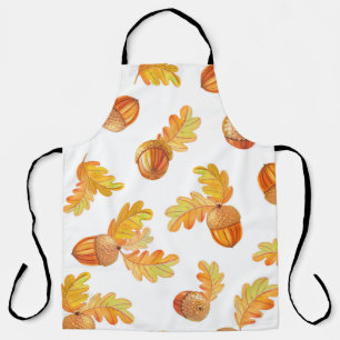 Tablier motif sans soudure automne avec feuilles en chêne 