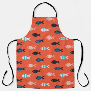 Tablier motif sans soudure de poisson vintage. Plage de po