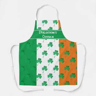 Tablier motif SHAMROCK  Irlandais Flag Apron