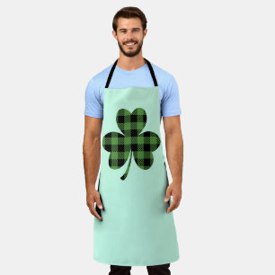 Tablier Motif Trèfle Shamrock carreaux de buffle vert-6110