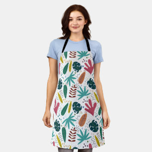 Tablier motif tropical avec feuilles colorés