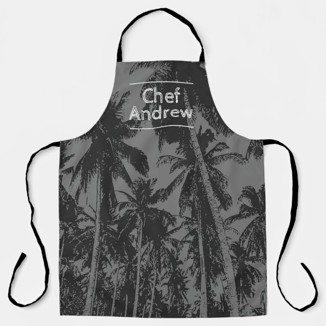 Tablier Motif tropical avec nom du chef Apron (Recto)