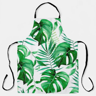 Tablier Motif tropical feuille vert