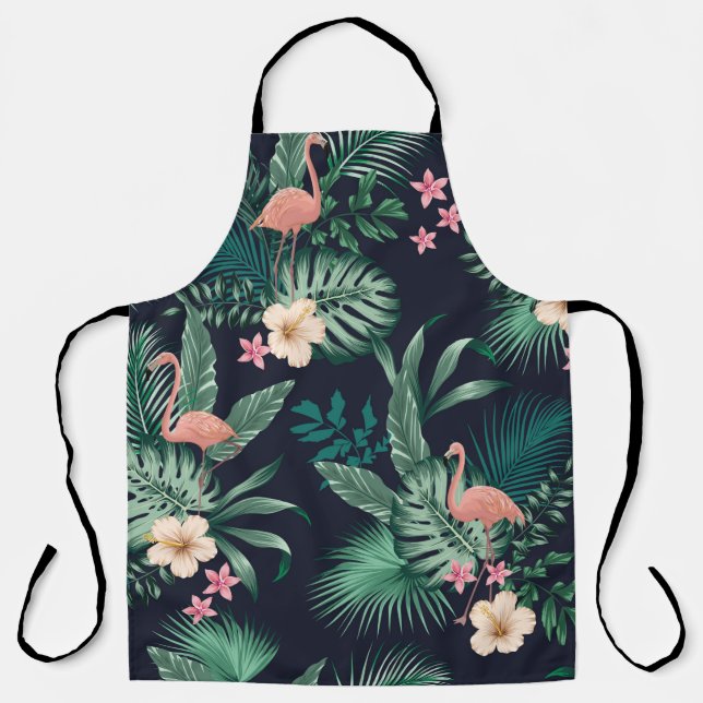 Tablier  motif tropicale transparente avec feuillage luxur (Recto)
