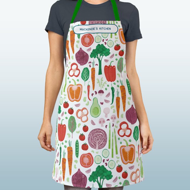 Tablier Motif végétal personnalisé (Personalized custom text vegetable food pattern apron)
