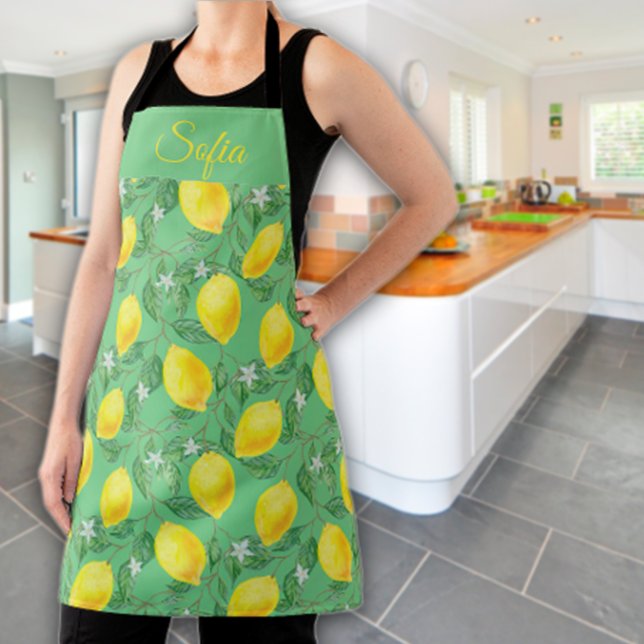 Tablier Motif vert citron jaune rustique (Créateur téléchargé)