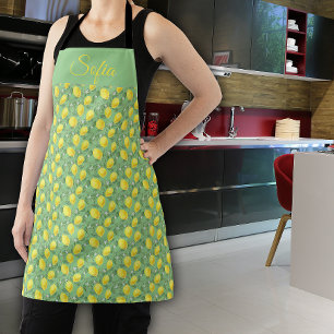 Tablier Motif vert citron jaune rustique