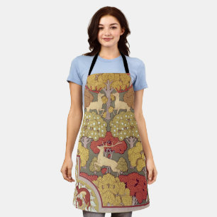 Tablier Motif Vert Sauge Forêt Cerf Stag Vintage