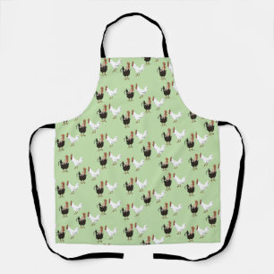 Tablier Motif vintage de poulets vert