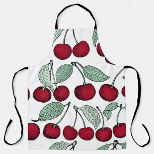 Tablier motif vintage sans soudure en cerise. Arrière - pl