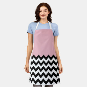 Tablier Motif Zigzag noir et blanc, Chevron, rose