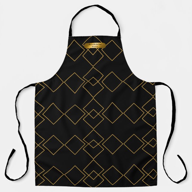 Tablier Motifs Black & Gold Personnalisé Monde meilleur ch (Recto)
