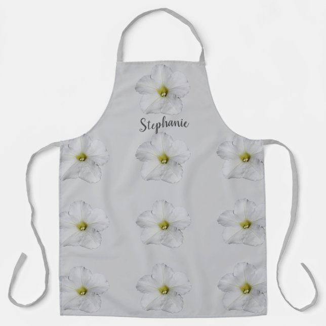 Tablier Motifs floraux Mariage Bridesmaid Flowgirl Grey (Recto)