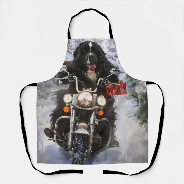 Tablier Moto à chiens de Terre-Neuve Noël (Recto)