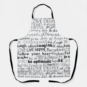 Tablier Mots Inspirants Noir Blanc