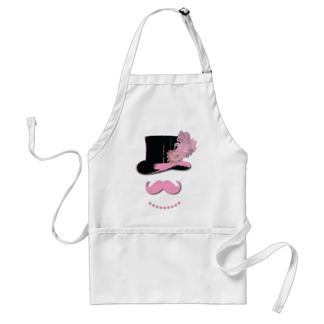 Tablier Moustache rose, casquette supérieur, plumes, et (Devant)