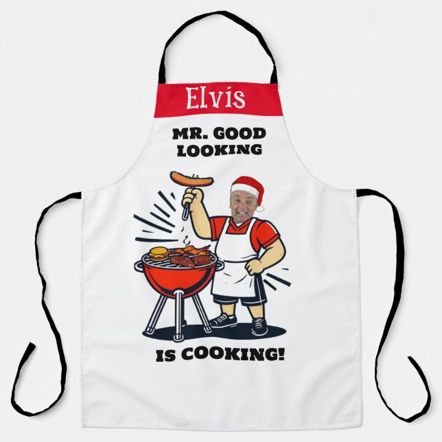 Tablier Mr Good Looking Photo Apron, Personalized Xmas (Recto)