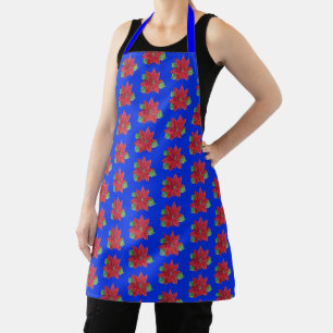 Tablier Multi- Poinsettia - Festive Apron - Bleu