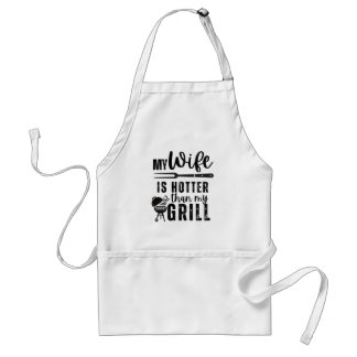 Tablier My Wife Is Hotter Than My Grill – Funny BBQ Apron 
