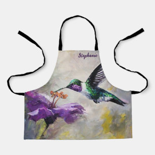Tablier Nature Fleurs violettes Hummingbird Chef Baker Gir