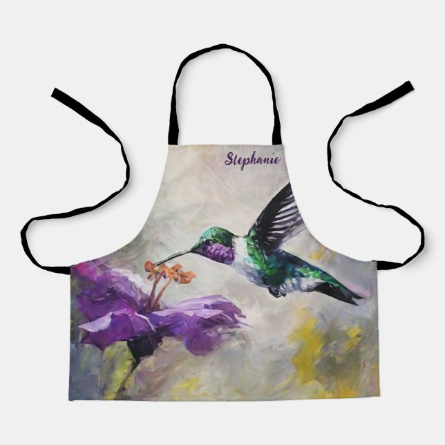 Tablier Nature Fleurs violettes Hummingbird Chef Baker Gir (Recto)