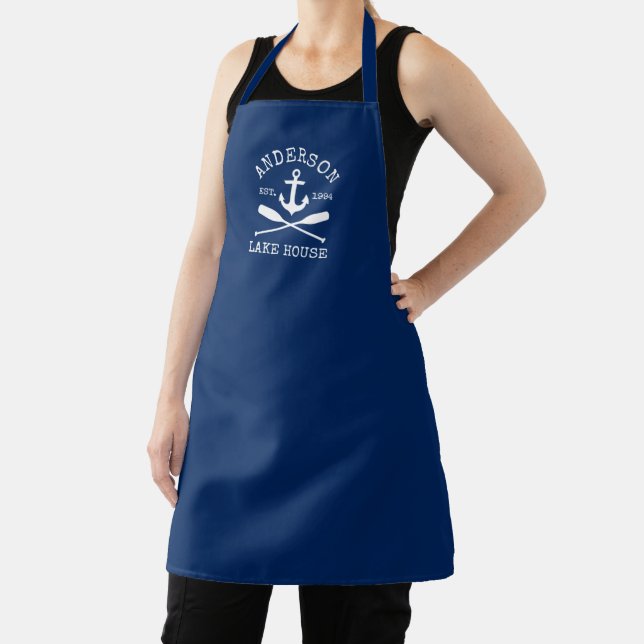 Tablier Nautical Lake House Famille Ancre Oars Marine Bleu (Insitu)