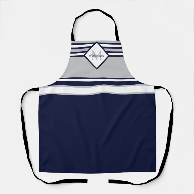 Tablier Nautique moderne Marine Bleu Gris Gris Gris Gris R (Recto)