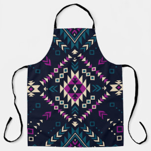 Tablier Navajo tribal foncé, géométrique vintage.
