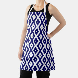 Tablier Navy blue and white diamond pattern