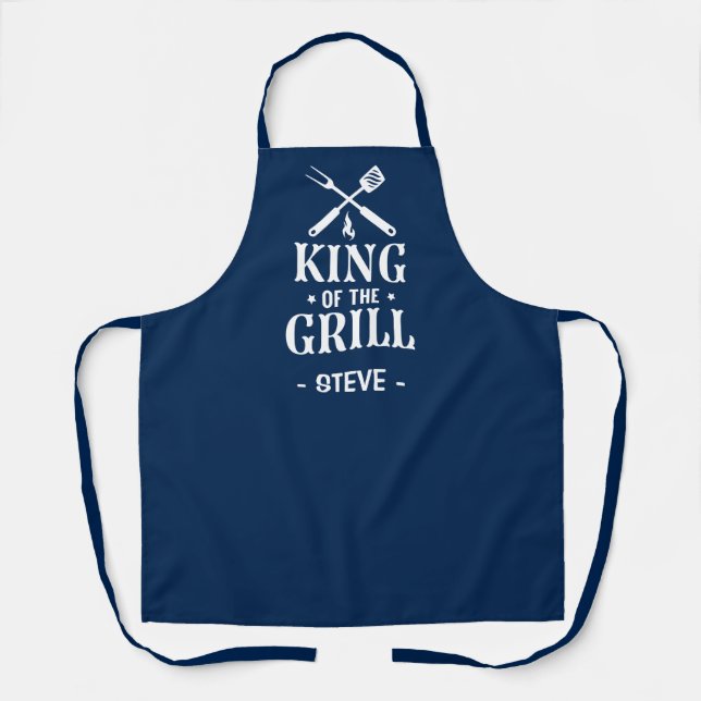 Tablier Navy Blue Personalized King of The Grill (Recto)
