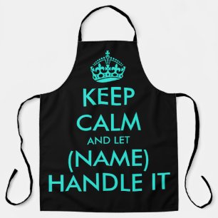 Tablier néon cool bleu et noir garder calme barbecue apron