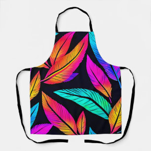 Tablier Neon Feather Motif Art Vibrant