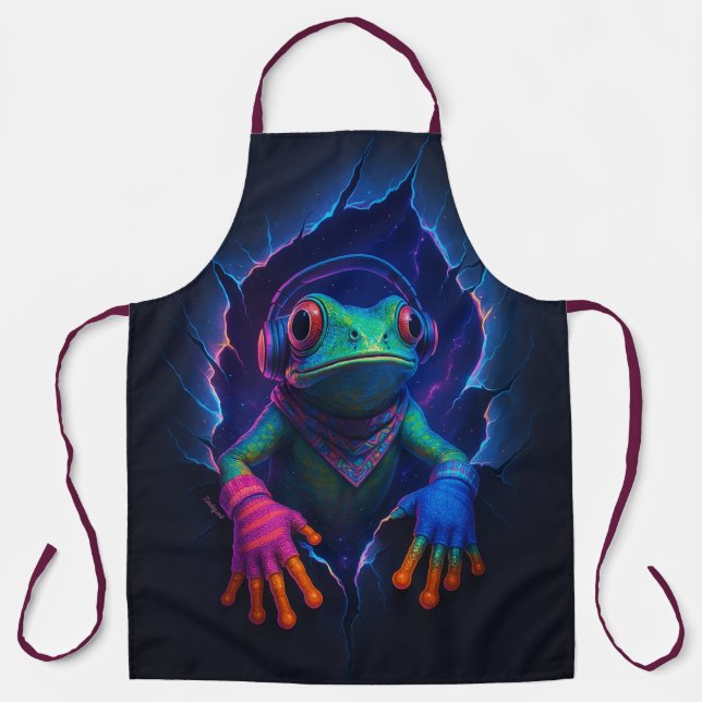 Tablier Néon Grenouille – Tabard de Cuisine Coloré (Recto)