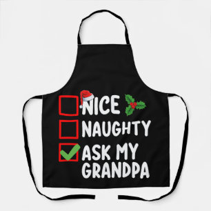 Tablier Nice Naughty Ask My Grand-pa Liste de Noël Famille