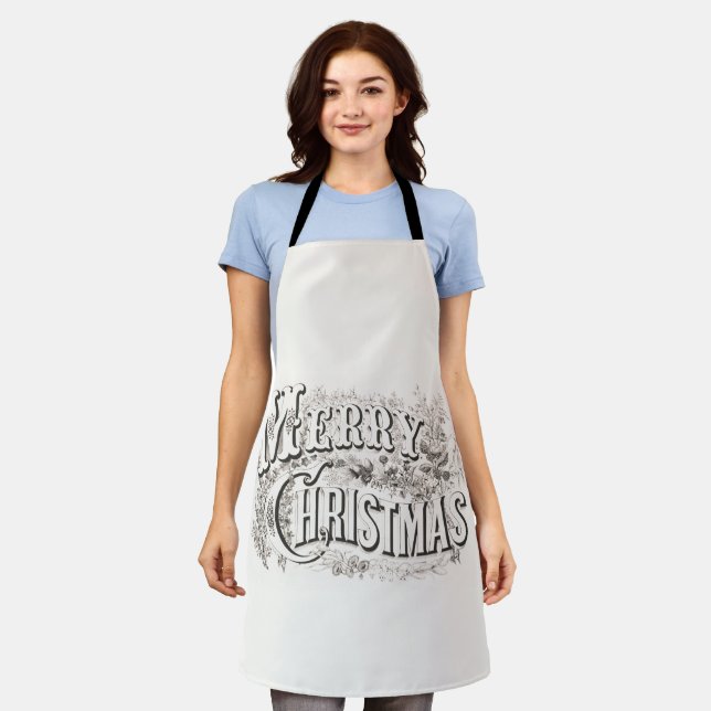 TABLIER NOËL APRON : VINTAGE MERRY NOËL (Porté)
