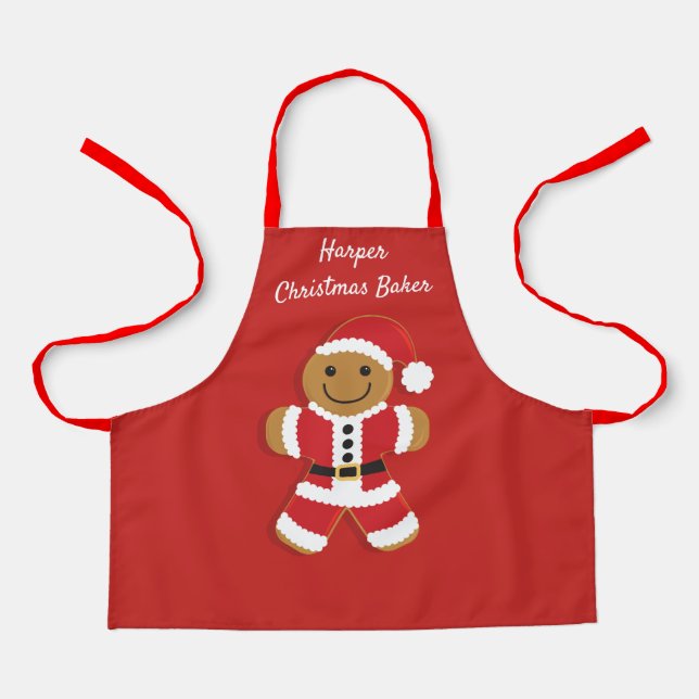 Tablier Noël Baker Nom Red Père Noël Gingpain Homme (Recto)