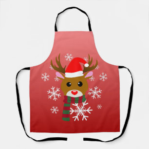 Tablier Noël blanc Rudolph le renne à nez rouge