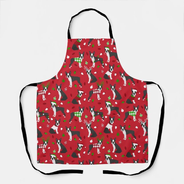 Tablier Noël Boston Terrier Apron (Recto)