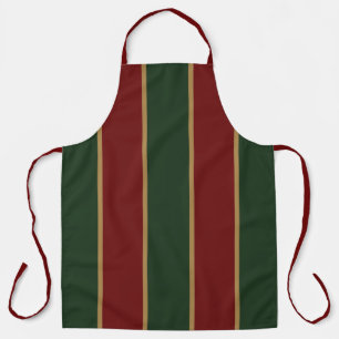 Tablier Noël Classique Vert Et Rouge Avec Garniture Dorée