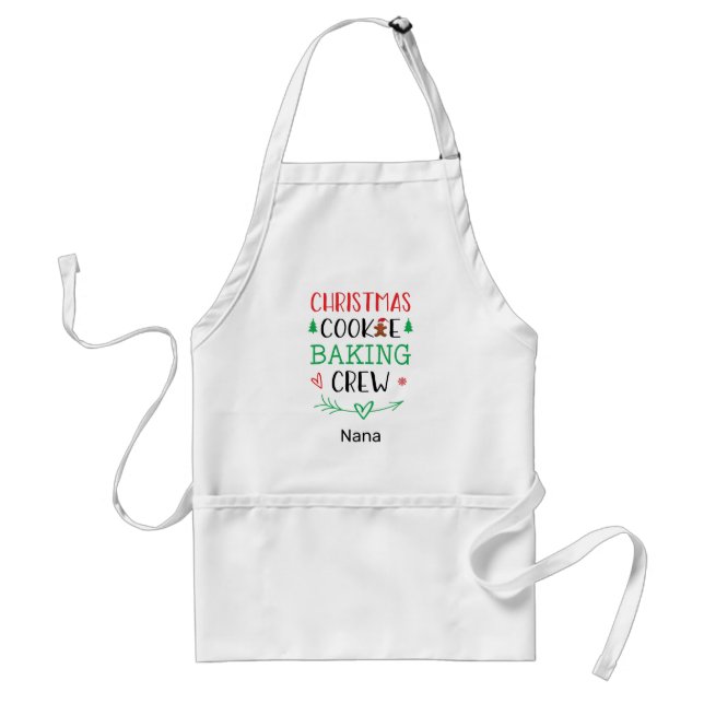 Tablier Noël Cookie Baking Crew Famille Nom de l'adulte (Devant)