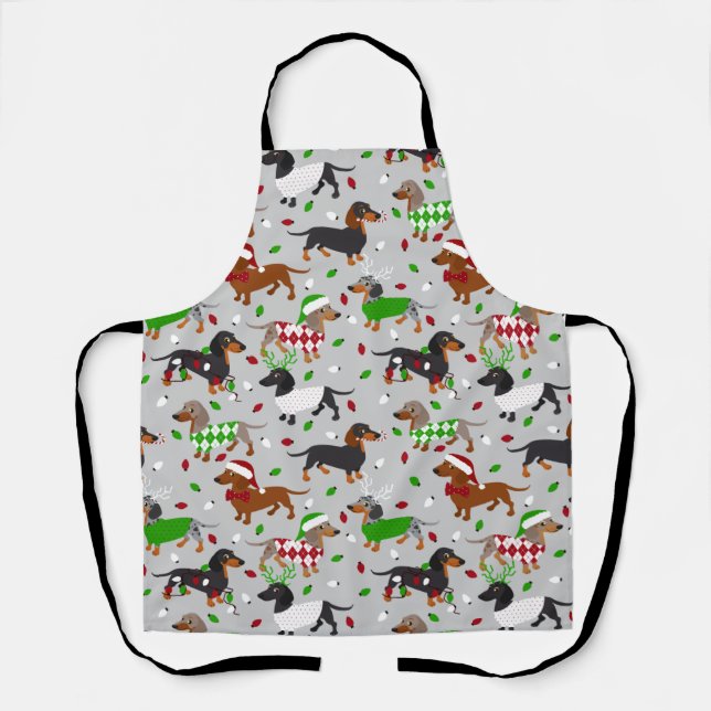 Tablier Noël Dachshund Tous les manteaux Apron (Recto)