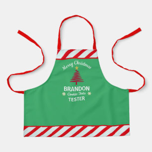 Tablier Noël de l'enfant Vert & Rouge Blanc rayures Person