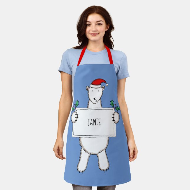 Tablier Noël de l'ours polaire personnalisé (Porté)