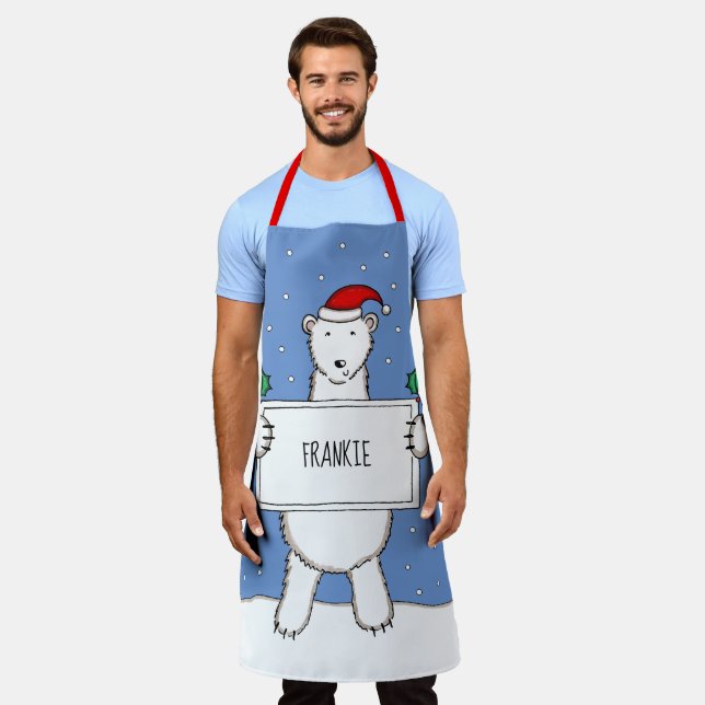 Tablier Noël de l'ours polaire personnalisé (Porté)